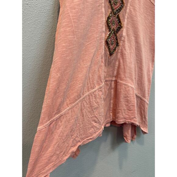 Free People Focus on Center Beaded Tank Top; Pink Medium - Picture 4 of 7